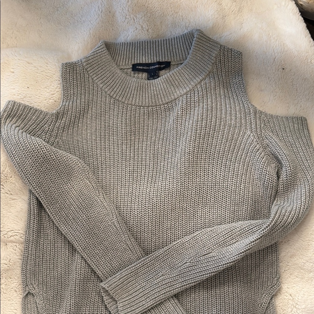 French Connection Gray Off-the-Shoulder Sweater